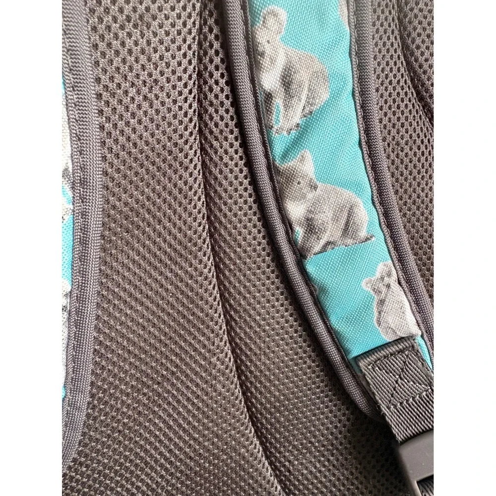 Pottery Barn Kids Koala Print Backpack Teal Gray Multi-Pocket Bag with Bungee